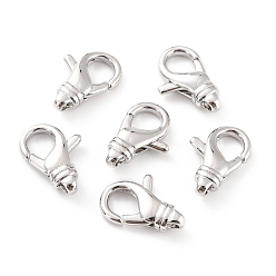 Real Platinum Plated Brass Lobster Claw Clasps, Long-Lasting Plated, Lead Free & Nickel Free & Cadmium Free, Real Platinum Plated, 19x12.5x4.5mm, Hole: 2.1x2.4mm