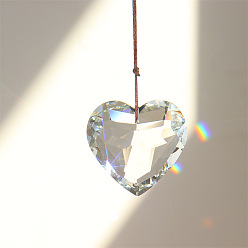 Clear K9 Glass Heart Pendant Decoration, Window Hanging Decoration, Clear, 30mm