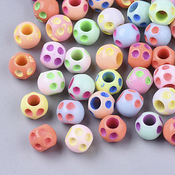 Mixed Color Spray Painted Acrylic Beads, Rondelle, Mixed Color, 6.5x5.5mm, Hole: 2.5mm, about 4500pcs/500g