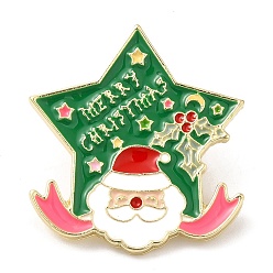 Santa Claus Épingles en émail sur le thème de Noël, insigne en alliage d'or clair pour vêtements de sac à dos, le père noël, 30x27x2mm