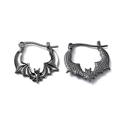 Gunmetal Alloy Bat Hoop Earrings for Women, Gunmetal, 25x24x3mm