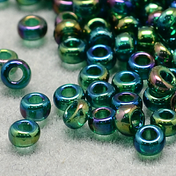 Sea Green 12/0 Grade A Round Glass Seed Beads, Transparent Colours Rainbow, Sea Green, 12/0, 2x1.5mm, Hole: 0.9mm, about 30000pcs/bag