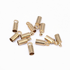 Raw(Unplated) Brass Cord Ends, End Caps, Nickel Free, Column, Unplated, 8x3mm, Hole: 1.5mm, Inner Diameter: 2.5mm