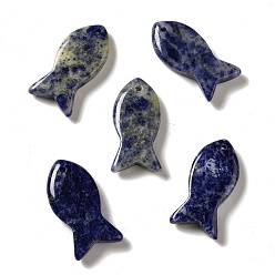 Sodalite Pendentifs sodalites naturelles, charmes de poissons, 39x20x7~7.5mm, Trou: 2.3mm