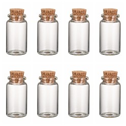 Claro Botellas de vidrio frasco de vidrio, con tapón de corcho, deseando botellas, Claro, 50x27 mm, capacidad: aproximadamente 13 ml (0.44 fl. oz)