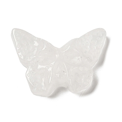 Cristal de Quartz Pendeloques de cristal de quartz naturel, pendentifs en cristal de roche, charms papillon avec crâne gravé, 25.5~26x37x7~9mm, Trou: 1.5~1.6mm