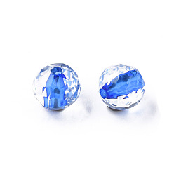 Royal Blue Transparent Acrylic Beads, Round, Faceted, Royal Blue, 8mm, Hole: 1.6mm, about 1810pcs/500g