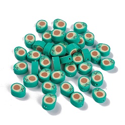 Turquesa Abalorios de la arcilla de polímero hechos a mano, aguacate, turquesa, 10~10.5x8x4.5~5 mm, agujero: 1.4 mm