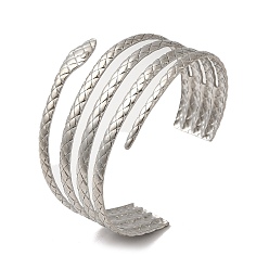 Serpent 304 bracelets manchette ouverts en acier inoxydable, serpent, diamètre intérieur: 2-1/2x1-3/4 pouce (6.2x4.6 cm), large: 19~43 mm