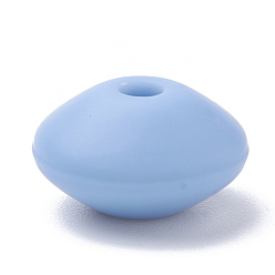 Bleu Bleuet Perles de silicone écologiques de qualité alimentaire, perles à mâcher pour les jouets de dentition, Diy soins infirmiers colliers faisant, rondelle, bleuet, 12x6~7mm, Trou: 2mm