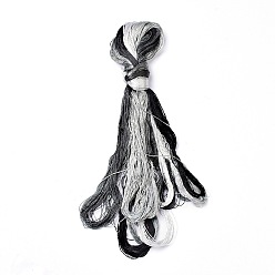 Negro Hilos de bordar de seda real, cadena de pulseras de amistad, 8 colores, degradado de color, negro, 1 mm, 20 m / paquete, 8 paquetes / set