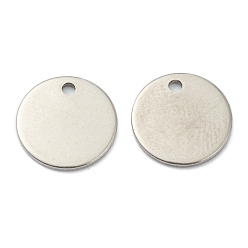 Stainless Steel Color 304 Stainless Steel Charms, Flat Round, Stainless Steel Color, 10x1mm, Hole: 1.2mm