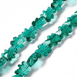 Bleu Vert Transparentes perles de verre de galvanoplastie brins, facette, ours, sarcelle, 8.5x9.5x4mm, Trou: 1mm, Environ 80 pcs/chapelet, 25.20 pouce (64 cm)
