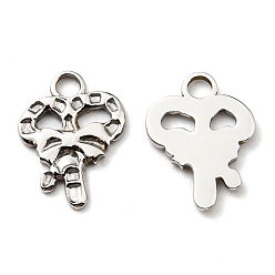 Stainless Steel Color 304 Stainless Steel Charms, Manual Polishing, Christmas Candy Cane, Stainless Steel Color, 15x11.5x1.5mm, Hole: 2mm