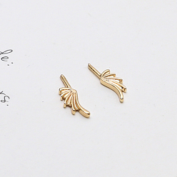 Oro Pernos de cabeza de bronce, para la fabricación de perlas barrocas de bruja fantasma, ala del ángel, dorado, 9x4 mm
