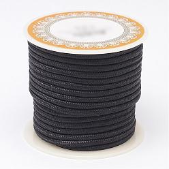 Black Braided Polyester Cords, Round, Black, 3mm, about 8.74 yards(8m)/roll