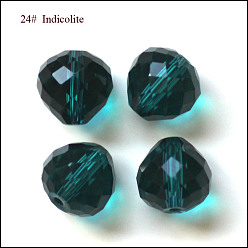 Cyan Foncé Imitations de perles de cristal autrichien, grade de aaa, facette, larme, dark cyan, 10mm, Trou: 0.9~1mm
