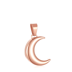 Rose Gold Openable Alloy Memorial Urn Ashes Pendants, Moon, Rose Gold, 23x16mm
