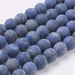 Lapis Lazuli Natural Lapis Lazuli Beads Strands, Frosted, Round, 10mm, Hole: 1mm, about 40pcs/strand, 15.3 inch(39cm)