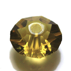 Olive Imitation Austrian Crystal Beads, Grade AAA, Faceted, Flat Round, Olive, 6x3.5mm, Hole: 0.7~0.9mm