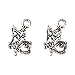 Antique Silver Tibetan Style Alloy Pendants, Cadmium Free & Lead Free, Butterfly, Antique Silver Color, 17x10x2mm, Hole: 2.5mm