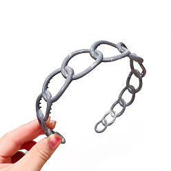 Light Steel Blue Plastic Curb Chains Shape Hair Bands, Wide Hair Accessories for Women, Light Steel Blue, 120mm