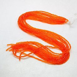 Orange Red Glass Beads Strands, Faceted, Rondelle, Orange Red, 3x2mm, Hole: 0.5mm, about 150~160pcs/strand, 15.35 inch(39cm)