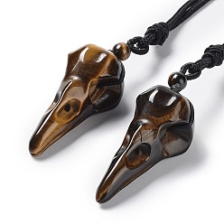 Tiger Eye Natural Tiger Eye Plague Doctor Pendant Necklace with Nylon Rope, 33.39~35.59 inch(84.8~90.4cm)
