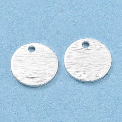 925 Sterling Silver Plated Brass Charms, Flat Round, 925 Sterling Silver Plated, 8x1mm, Hole: 1.2mm