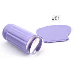 Lilac Silicone Head Nail Art Seal Stamp and Scraper Set, Nail Printing Template Tool, Lilac, 6x2.8cm, 4x6cm