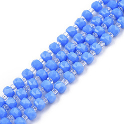 Aciano Azul Cuentas opacas de color sólido cuentas de vidrio, ábaco, azul aciano, 4x3 mm, agujero: 0.8 mm, sobre 146~150 unidades / cadena, 24.41 pulgada ~ 25.2 pulgada (62~64 cm)