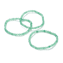 Green Aventurine Natural Green Aventurine Beaded Stretch Bracelets, Round, Beads: 4~5mm, Inner Diameter: 2-1/4 inch(5.65cm)