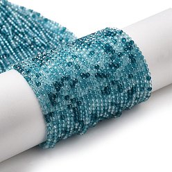 Turquoise Medio Cuentas de vidrio transparentes, pequeñas perlas, facetados, rondo, medio turquesa, 2 mm, agujero: 0.6 mm, sobre 188 unidades / cadena, 14.09'' (35.8 cm)