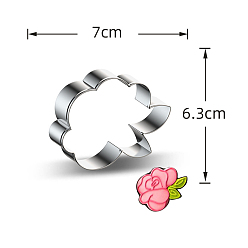 Flower Stainless Steel Cookie Cutters, Cookies Moulds, DIY Biscuit Baking Tool for Valentine's Day, Rose Pattern, 63x70x25mm