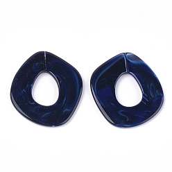 Azul Oscuro Anillos de enlace de acrílico, conectores de enlace rápido, para la fabricación de cadenas de joyería, estilo de imitación de piedras preciosas, azul oscuro, 51.5x45x3.5 mm, agujero: 23x16 mm, sobre: 78 unidades / 500 g