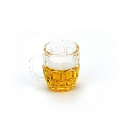 Oro Mini vasos de cerveza de resina, con cubitos de hielo de imitación, adornos en miniatura, accesorios de casa de muñecas micro jardín paisajístico, simulando decoraciones de utilería, oro, 11.7x14.5 mm