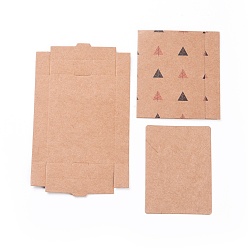 BurlyWood Kraft Paper Boxes and Necklace Jewelry Display Cards, Packaging Boxes, with Tree Pattern, BurlyWood, Folded Box Size: 7.3x5.4x1.2cm, Display Card: 7x5x0.05cm