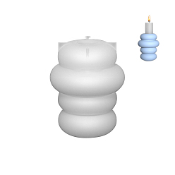 Blanco Apilamiento de moldes redondos de silicona para candelabros diy, Moldes de resina para yeso y cemento., blanco, 8.2x6.7 cm