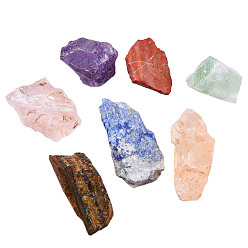Mixed Color 7Pcs 7 Style Natural Crystal Cabochons, No Hole/Undrilled, Rough Raw Stone, for Tumbling, Decoration, Polishing, Wire Wrapping, Wicca & Reiki Crystal Healing, Nuggets, Mixed Color, 30~44x20~25x18.5~23mm