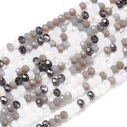 Gray Glass Beads Strands, Faceted, Rondelle, Gray, 2~3.2x1.8~2.6mm, Hole: 0.8mm, about 185~186pcs/Strand, 15.55~15.75 inch(39.5~40cm)