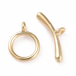Real 24K Gold Plated Eco-friendly Brass Toggle Clasps, Cadmium Free & Lead Free, Long-Lasting Plated, Ring, Real 24K Gold Plated, Ring: 10x7.5x1mm, Bar: 5x13.5x2.5mm, Hole: 1mm