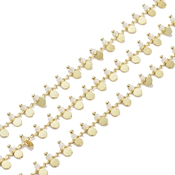 Rouge Lavande Chaînes à perles en verre facetté fait à la main, soudé, avec les accessoires en laiton, or, plaqué longue durée, avec bobine, blush lavande, 7~7.5x3x2~2.5mm, environ 32.8 pieds (10 m)/rouleau