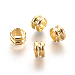 Oro 201 bolas de acero inoxidable, abalorios de grande agujero, columna, dorado, 4.5x7 mm, agujero: 5 mm