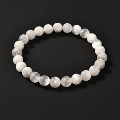 Selenite Natural Selenite Beads Stretch Bracelets, 1/4 inch(0.8cm), Inner Diameter: 2-1/8 inch(5.5cm)