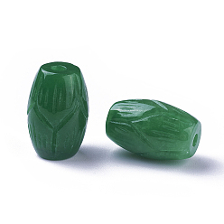 Jade Blanco Cuentas de jade blanco natural tallado, teñido, columna, verde, 18x11.5~12 mm, agujero: 2 mm