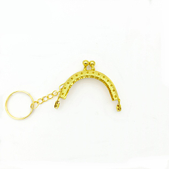 Oro Cerradura de cierre de beso de marco de monedero de hierro, con llavero, para manualidades de costura con asa de bolsa de monedas, dorado, 5 cm