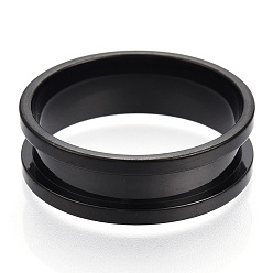 Electrophoresis Black 201 paramètres de bague rainurée en acier inoxydable, anneau de noyau vierge, pour la fabrication de bijoux en marqueterie, électrophorèse noir, taille us 12 3/4 (22 mm)
