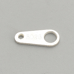 Silver 925 Sterling Silver Links, Chain Tabs, with 925 Stamp, Silver, 7x3x0.5mm, Hole: 0.5~2mm