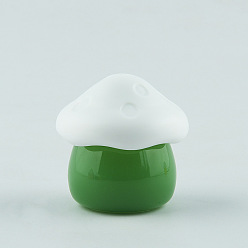 Green Mushroom Shape Opaque Acrylic Refillable Container with PP Plastic Cover, Portable Travel Lipstick Face Cream Jam Jar, Green, 4.48x4.48cm, Capacity: 10g