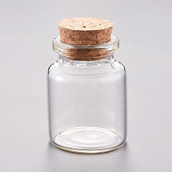 Прозрачный Стеклянная бусина контейнеры, с пробкой, бутылка желаний, прозрачные, 3x4 см, емкость: 15 мл (0.5 жидких унций)